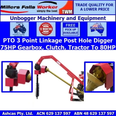 Millers Falls TWM PTO Post Hole Digger 75HP Gearbox With Clutch Tractor To 80HP