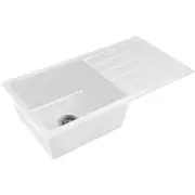 Baiachi Single Bowl and Drainer Granite Kitchen Sink White with Gun metal Waste