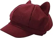 [Generic] Womens Cat Ears Newsboy Hat 8 Panel Baseball Cap Cabbie Beret Gatsby Painter Hats