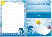 Writing Paper Set Letter Pad with Envelopes Kids Dolphin for Girls Boys (A5 Pad with 25 Sheets + 15 Envelopes)