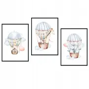 [Namly Design] Posters - Animals on Balloons / Set of 3
