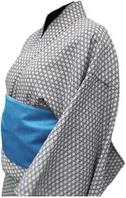 cherie mimi(シェリーミミ) Sheri Mimi N10400119F Women's Yukata Set, Women's, 3-Piece Set, Includes Yukata, Obi and Waist Straps, PAUR Lora 2-way Yukata Set, Hemp Leaf Pattern F, Linen Leaf Pattern, F