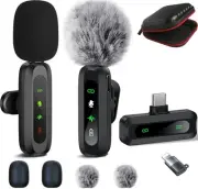 Wireless Lavalier Microphone for iPhone Android Plug-Play,2 Pack Mini Microph...