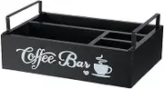 Coffee Bar Organizer - bambo Tea Bags Organizer, Coffee Supplies Holder Box | Coffee Condiment Station Storage with 5 Compartments, Tea Organiser Box Tea Bag Holder, Tea Organizer for Tea Bags Sugar