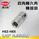 WIGA 威力鋼 HS2-HEX 1/4＂(6.35MM)四角轉六角轉接頭(套筒轉接頭)-單支裝