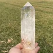 590g Natural Clear Quartz Obelisk Quartz Cystal Point Wand Tower