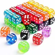 14mm Game Dice Set, 6 Sided Colorful Dice for Board Games, Math Learning, Dice for Classroom, Party Favors (50 Pack)