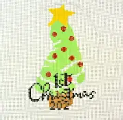 Hand-painted Needlepoint Canvas, First Christmas 202 blank, 18" mesh, NEW