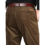 Men's Dress Pants Corduroy Pants Winter Pants Trousers Slacks Pocket Plain Comfort Breathable Outdoor Daily Going out Fashion Casual Black Army Green
