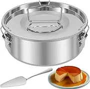 7.5inch Flan Mold with Lid Handle, Stainless Steel Flan Pan Mold, 1.5qt Round Flan Maker, Portable Cake Baking Flan Baking Pan for 6-8qt Fast Pot Making Cheesecake Cupcake Pudding, normal