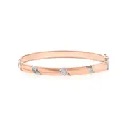 Sterling Silver & 9ct Rose Gold Diamond Cut Bangle