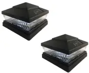 2 Pack 4" 5" 6" Black Color Plastic Outdoor 5 LED 78Lumens Solar Post Cap Light