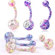 Body Piercing Jewelry Crystal Rhinestone Dangle Button Belly Navel Ring Bar S_jx