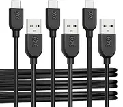 Cable Matters 3-Pack Soft USB to USB C Cable - 0.3m, Short USB A to USB C Cable for Fast Charging, Black