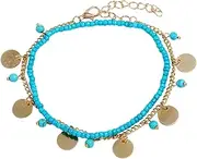 BESTYASH Fashionable Rice Bead Pendant Anklet Chain Anklet Chic Foot Jewelry for Summer Outfit