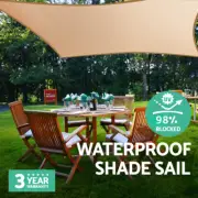 Commercial Shade Sail Canopy 5x5m Waterproof 280GSM 98% UV Blockage Beige