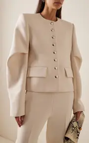 [Khaite] Darlman Draped Wool-Blend Jacket