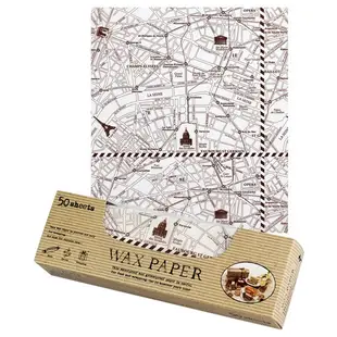 WAX PAPER 食品包裝紙 防油蠟紙 21.8x25cm(50pcs) 地圖 [偶拾小巷] 日本製