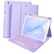 for iPad 9th Generation Case with Keyboard 10.2 Inch - Backlit Wireless Purple