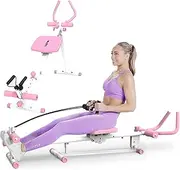 4-in-1 Ab Workout Machine for Home Gym,Adjustable Abdominal Trainer with Roman Chair, Rowing Machine, Leg Press & Ab Glider,Core Strength Training Equipment for Men & Women
