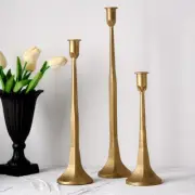 Iron Taper Candle Holder Set of 3, Gold Candlestick Holders Decorative Candle
