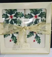 Lenox Holiday Nouveau Ribbon Fingertip Towels Set of 2 NIB