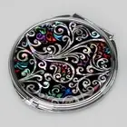 Mother of Pearl Art Deco Double Compact Magnifying Makeup Cosmetic Hand Mirror