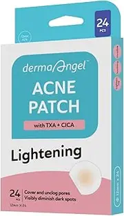 DermaAngel Acne Lightening Patches with TXA & CICA - Pack of 24 Patches | Lighten Dark Spots & Scarring whilst Soothing Discomfort