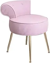 Upholstered make-up stool, bedroom high elastic sponge chair, modern backrest chair, ergonomic curved backrest, suitable for clothing shops, beauty salons(Pink,Low backrest)