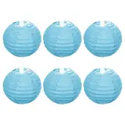 6pcs 4 Inch Folding Hanging Paper Lanterns for Wedding Home Party Light Blue
