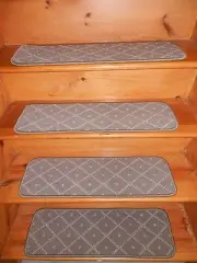 13 STEPS 9" X 29" + Landing 21" x 29" Tufted Woven WOOL Carpet Stair Treads.