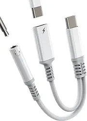 USB C to 3.5mm Headphone Adapter for Apple for iPhone 16 15 Pro Max Audio Jack Charger Cable DAC Aux Cord Type Earphone Splitter Compatible for Samsung Galaxy S24 S23 for iPad Car Dongle Port Charging