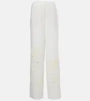 [Dorothee Schumacher] Dorothee Schumacher Embroidered Beauty linen wide-leg pants AU 14 white