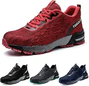 [TQGOLD] Unisex Safety Shoes Men Women Work Shoes Lightweight Protective Shoes Steel Cap Shoes Sporty Non-Slip Breathable, 8391 Red, 43 EU