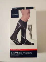 *Box Wear* Small White Sigvaris Motion 412 High Tech Knee High Socks 20-30 Mens