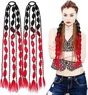 Kichvoe 2Pcs Colored Braids Hair Extensions With Bands Bubble Ponytail Extensions Braided Ponytail Extensions For Women Girls, 23inch