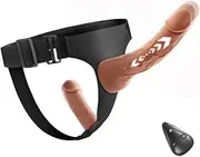 Strap On Dildo Adult Sex Toys Wearable Strap On Harness with 2 Removeable Realistic Anal Dildo, 3 Thrusting & 10 Vibrating Modes Silicone Clitoral G-spot Sex Toy for Female Couple Lesbian