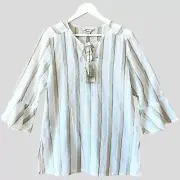 Tommy Bahama Sparkle Tunic Top Womens Size S Small White Gold Peasant Resort