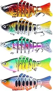 AmazingJul 5pcs Multi-Jointed Artificial Fishing Lures with Sharp Treble Hooks