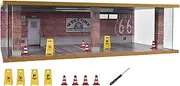 Otypus 1/24 Scale Model Car Display Case with Light, 1 24 Diecast Cars Storage Cases in Parking Lot Scene, Acrylic Toy Garage for Alloy Car Models (Red Brick-8 Parking Place)