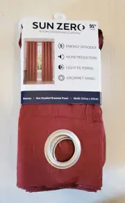 Sun Zero Hanson Paprika Red Crushed Grommet Room Darkening Curtain Panel, 50x95"