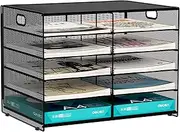 EasyPAG 5 Tier 10 Compartments Desktop A4 Mesh Filing Tray Office Desk Tidy Mail Sorter File Holder Paper Organiser Magazine Storage Rack,Black