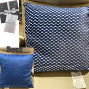 Luxury Velvet COBALT BLUE 20x20” Feather Filled Pillow Casa Decor Geometric NEW