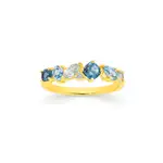 9ct Gold Multi Topaz & Diamond Ring in Blue