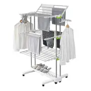 CS Living - Large Foldable Rolling Clothes Laundry Drying Rack - Stainless Steel Rod - 8 Casters