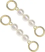 EMSea 2pcs Bag Chain Strap Extender Artificial Pearl Bead Replacement Chain Strap with Metal Buckles for Purse Clutch Handbag Wallet Crossbody Bag 11.5cm Gold