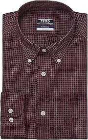 [IZOD] Men's Regular Fit Stretch Multi Tattersall Dress Shirt