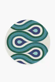 185' Round | Machine Washable Runner Rug | Kid & Pet Friendly | Indoor Rug | Jonathan Adler Milano Peacock Tufted Rug | Ruggable