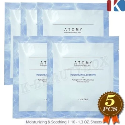 ATOMY Marine Ampoule Gel Mask 38g x 5pcs Moisturizing Soothing Hydrogel Mask NEW