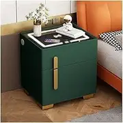 Bedside Cabinet Chest of Drawers Smart Bedside with Hidden Safe, Side Table with Wireless Charging Station and Adjustable LED Lighting, Bedside Table for Bedroom Use Bedroom Furniture(Green)